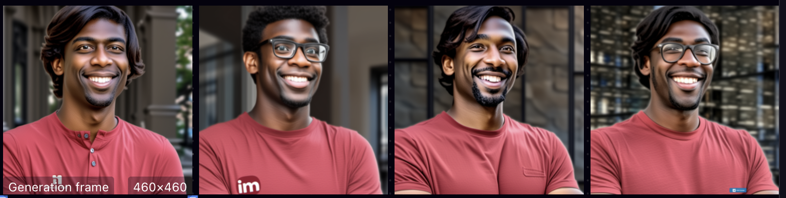 4 profile photos of tanned Vietnamese person run through playground AI, 1 looks black and 3 look South Asian